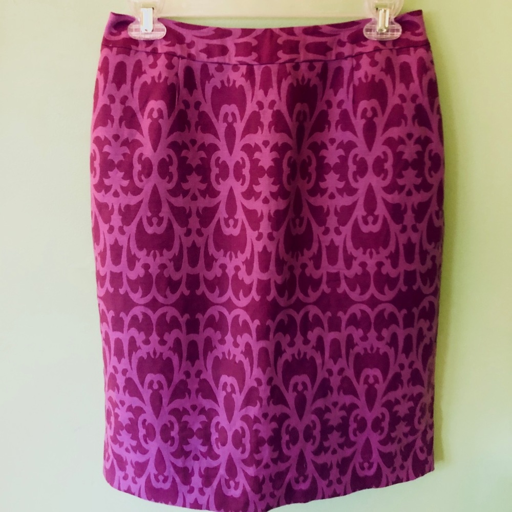 Purple Patterned Pencil Skirt